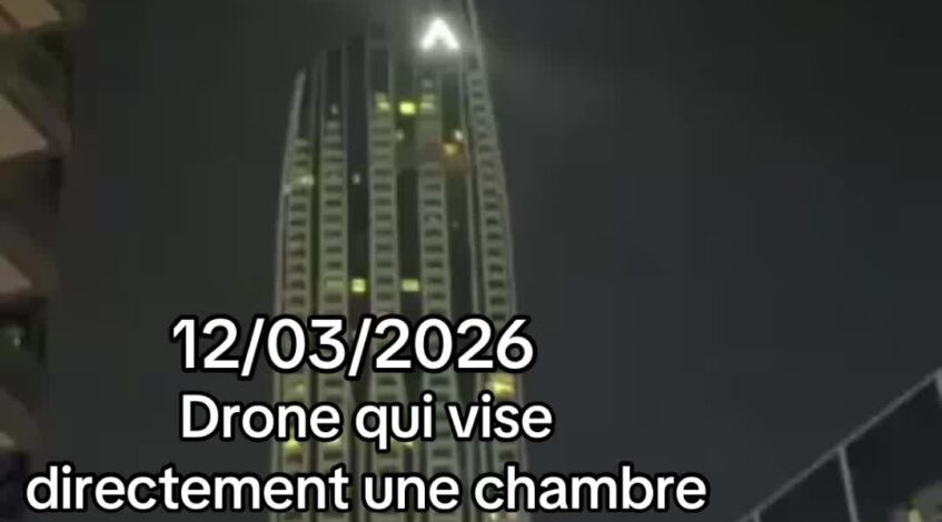 , drone; : Un drone vient de viser une tour d’hôtel à Dubaï. Plusieurs comptes parlent