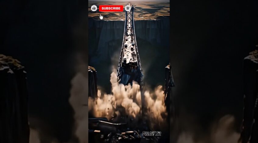 , (Kino-Drohne): Last Steps Above the Abyss: Drone Films Bridge Falling Apart #ai #disaster #aiart #viralshorts