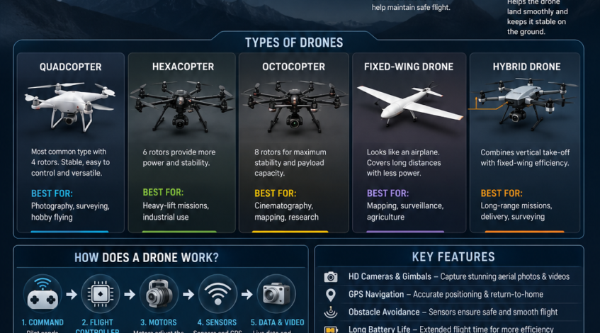 , Pinterest (drone): The Infographic Of A Drone With Its Components.