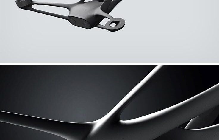 , drone; A skeleton inspired generative designed frame makes this drone incredibly lightweight yet strong