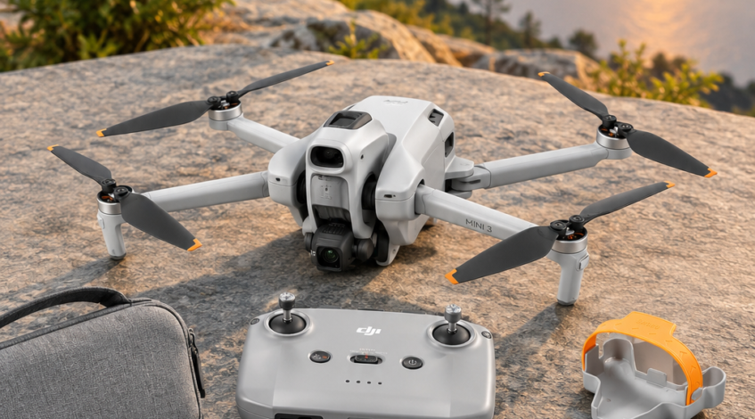 , drone; DJI Mini 3 4K Camera Drone Bundle